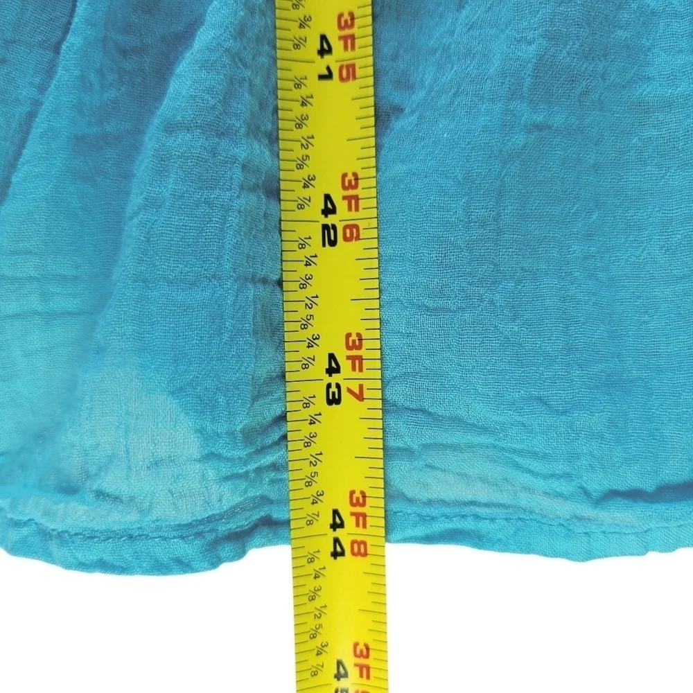 Mlle Gabrielle Midi Dress Size 3X Turquoise Tiered Crochet Trim Lined Cotton New